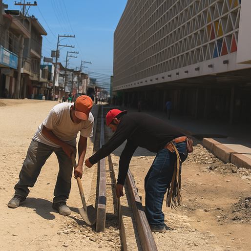 Pavimentación y banquetas en el mercado Pino Suárez